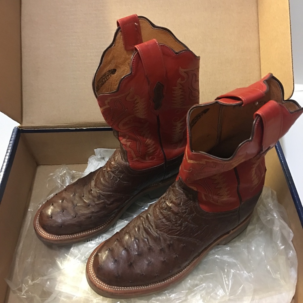Lucchese 2000 Cigar Ostrich Quill Boots size 10C